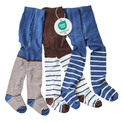 Abbildung von wellyou Baby und Kinderstrumpfhosen Set für Jungen Braun/weiß blau Größe 86 146, made in Europe