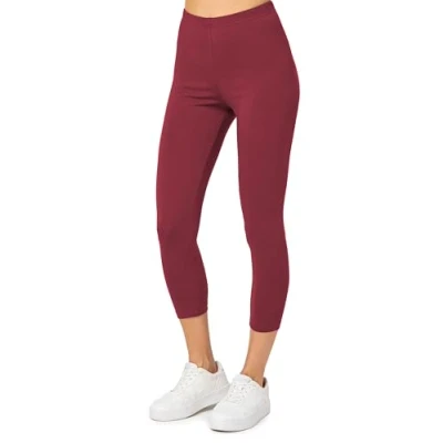 Abbildung von Merry Style Damen 3/4 Leggings Capri aus Baumwolle Sportleggings MS10 199 (Weinrot, L)