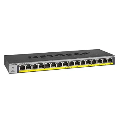Abbildung von NETGEAR GS116PP PoE Switch 16 Port Gigabit Ethernet LAN mit 16x PoE+ 183W (Plug and Play Netzwerk Ports, lüfterlos, 19 Zoll Rack Montage, ProSAFE Lifetime Garantie), Schwarz