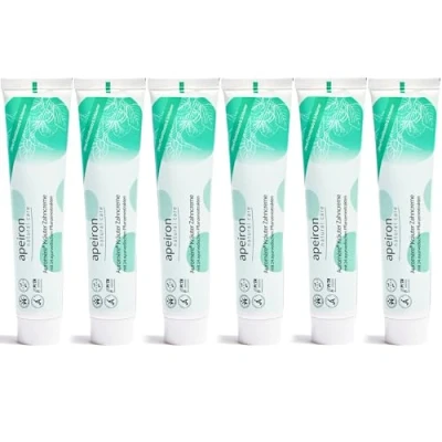 Abbildung von Auromère Zahnpasta ohne Flourid Kräuter Zahncreme Bio mit Calcium Naturkosmetik 24 Pflanzenextrakten Wirkt Plaque und Karies verursachenden Bakterien entgegen (6x 75ml)