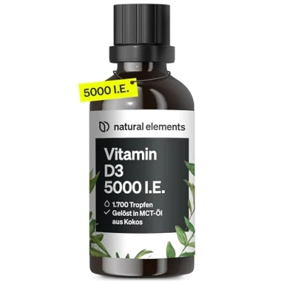 Abbildung von Vitamin D3 Laborgeprüfte 5000 I.E. pro Tropfen 50ml (1700 Tropfen) In MCT Öl aus Kokos Hochdosiert, flüssig