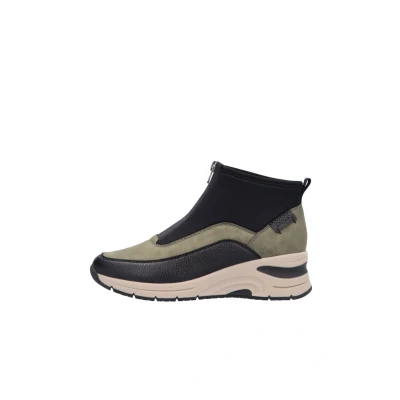 Abbildung von Rieker Damen Ankle Boots N9362, Frauen Stiefeletten, lose Einlage,knöchelhoch,reißverschluss,Stiefel,Bootee,Booties,grün Kombi (54),36 EU / 3.5 UK