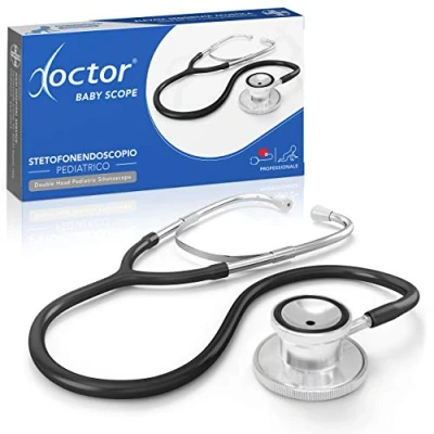 Abbildung von AIESI® Stethoskop Pädiatrisches Doppelkopf Professionelles schwarz DOCTOR BABY SCOPE, 24 monate garantie