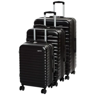 Abbildung von Amazon Basics Hartschalen Kofferset 3 teiliges Set (55, 68, 78 cm), Schwarz