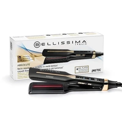 Abbildung von Bellissima Infrarot Glätteisen, 4 Heizelemente, Keramik und Keratinbeschichtung, Temperaturen, flexibles abgerundetes Design, schnelle Erwärmung, Beauty Bag