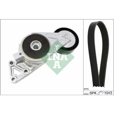 Abbildung von INA 529 0429 10 Keilrippenriemensatz Generatorfreilauf prüfen und ggf. erneuern VOLKSWAGEN: GOLF 5, Passat B6 Variant, 6, AUDI: A3 Hatchback