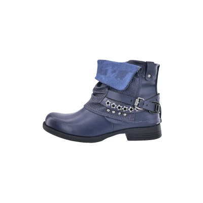 Abbildung von Elara Damen Biker Boots Nieten Stiefeletten Chunkyrayan 344 Navy 38