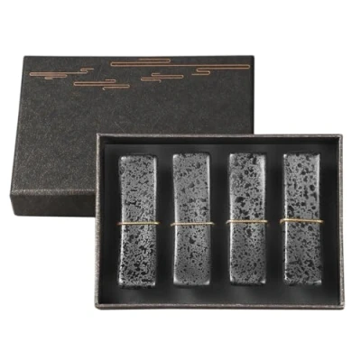 Abbildung von Youda Essstäbchen Ablagen Essstäbchenhalter Set mit 4 Keramik Ständer Rack Löffel Gabel Messerhalter (Schwarz 4PCS)