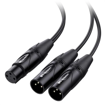 Abbildung von Cable Matters 2er Pack XLR Verzweigungskabel, Buchse zu 2 Y Stecker Kabel 45 cm, Female to Dual Male Splitter