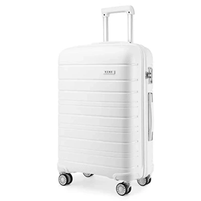 Abbildung von KONO 61 cm Leichter Mittelgroßer Hartschalenkoffer 66L Reise Handgepäck mit TSA Schloss und 4 Spinner Rädern (weiß), weiß, M(Medium 24Inch),