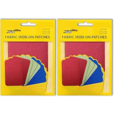Abbildung von ZEFFFKA 2PACK Kleider Flicken zum Aufbügeln für Innen und Außen Stärkster Kleber 100% Baumwolle Verschiedene Reparatur Dekorationsset 12 Stück Größe 3&quot; x 4 1/4&quot; (7,5 cm 10,5 cm)