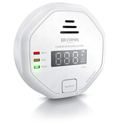 Abbildung von Brandson Kohlenmonoxid Melder CO Alarm Warnmelder LCD Display Lauter 85 dB Testschalter nach DIN EN50291 Zertifiziert batteriebetrieben Weiß