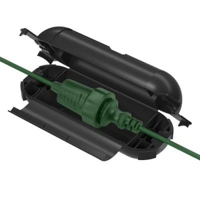 Abbildung von BN LINK Outdoor IP44 wasserdichter Safe Box, Garten Kabelbox wasserdicht für LED Kette, 20,5x7,6x7,2cm, Schutzbox Verlängerungskabel, Elektrowerkzeug, Rasenmäher (1PK Schwarz)