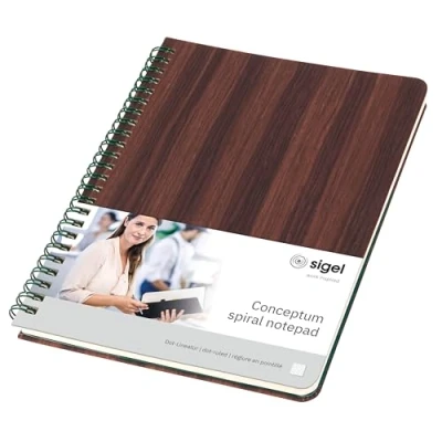 Abbildung von SIGEL CO675 Spiralblock, echtes Holzcover, FSC zertifiziertes Papier, Dot Lineatur, ca. A5, Hardcover, Conceptum