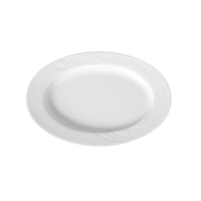 Abbildung von HENDI Teller oval Porzellan 29 x 20 cm stapelbar mikrowellengeeignet spülmaschinengeeignet, Servierplatte