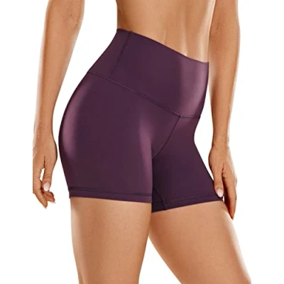 Abbildung von CRZ Yoga Butterluxe Damen Radlerhose Kurze Sporthose High Waist Sommer Shorts Laufshorts Fitness Hose 10cm Dunkellila 40
