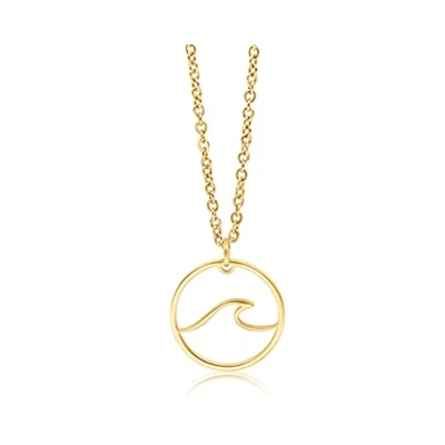 Abbildung von Nuoli® Kette Welle Gold Damen (45 + 5cm verstellbar) Halskette mit Wellen Schmuck Anhänger für Frauen &amp; Mädchen, aus Edelstahl