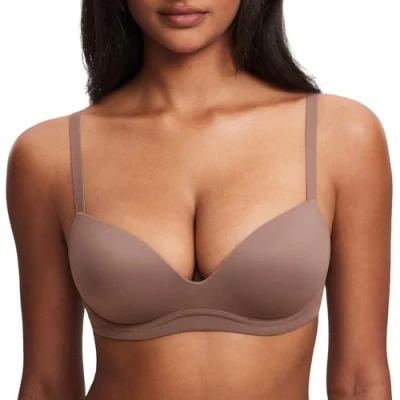 Abbildung von DOBREVA BH Damen ohne Bügel Push Up BHS Soft T Shirt Gepolstert Bustier Nahtlose Sleep Braun Lila 70B