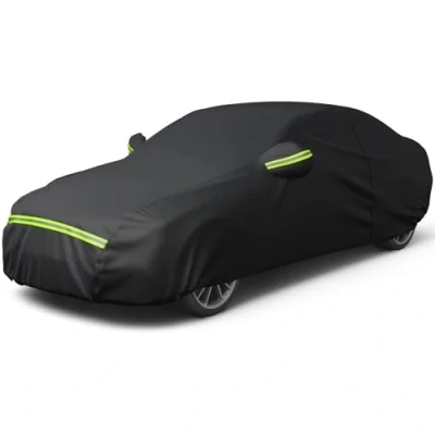 Abbildung von Favoto Autoabdeckung Winter Vollgarage Auto Abdeckplane Staubdicht Wasserdicht Autohülle Autoplane Car Cover für 450 495 cm Limousine Schwarz 490cm x 190cm 150cm 2.95kg
