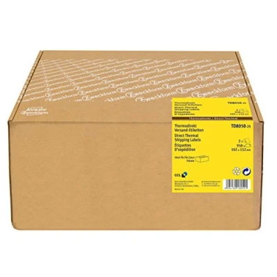 Abbildung von AVERY Zweckform TD8050 25 Thermodirekt Versandetiketten (102 x 152 mm, 2 Rolle/950 Etiketten) weiß