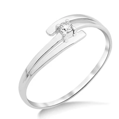 Abbildung von Miore Ring Damen Solitär Diamant Verlobungsring Weißgold 9 Karat / 375 Gold Brillant 0.05 Ct, Schmuck
