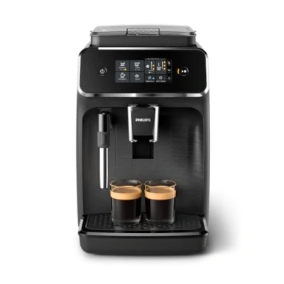 Abbildung von PHILIPS Serie 2200 Kaffeevollautomat Klassischer Milchaufschäumer, Intuitives Touchdisplay, mattes Schwarz (EP2220/10)