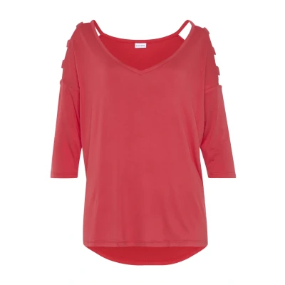 Abbildung von Lascana 3/4ARM Langarmshirt, Herren, Größe: 48/50, Korallrot