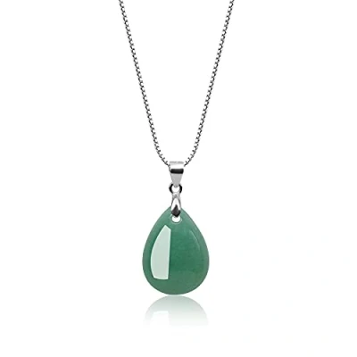 Abbildung von COAI Geschenkideen Damen Halskette 925 Sterling Silber Kette mit Träne der Engel Wassertropfen Anhänger aus Grünem Aventurin