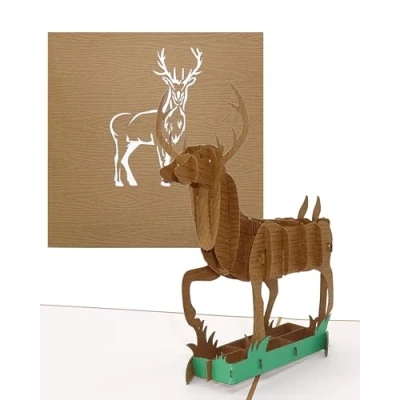 Abbildung von Pop Up Karte „Hirsch Waidmannsheil“ 3D Geburtstagskarte &amp; Einladungskarte mit Umschlag Hirsch Motiv als Geschenk, Gutschein und Einladung zum Wandern, zur Jagd für Jäger Förster