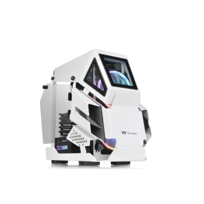 Abbildung von Thermaltake AH T200 Snow Micro ATX PC Gehäuse 2 x gehärtetes 3mm Glasseitenteil Helikopter Design weiß