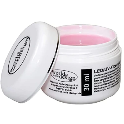 Abbildung von World of Nails Design, 30 ml LED/UV Fiberglas Gel dickviskose milchig rosa 1 Phasengel, Aufbaugel