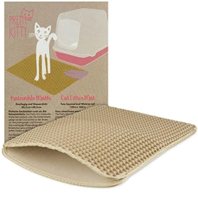 Abbildung von Katzenklo Matte Beige: Katzenmatte 30x40cm für Sauberkeit mit Katzenstreu Katzentoilette Vorleger von Pretty Kitty