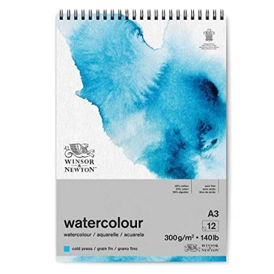 Abbildung von Winsor &amp; Newton 6662580 Classic Aquarellpapier in Spiralbindung 12 Blatt DIN A3, 300g/m², kaltgepresstes, leicht texturiertes weißes Papier archivierbarer Qualität, gilbbeständig