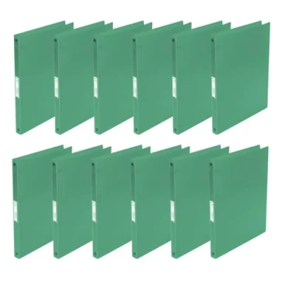 Abbildung von Q Connect KF02919 Ringbuch / 12 Stück/ A4 4 Ring 16 mm/Farbe: Grün Transparent/aus Starkem Transluzente PP Folie 22 mm Rücken/Ringhefter Plastik/Ringordner Schmal Dünne Ordner