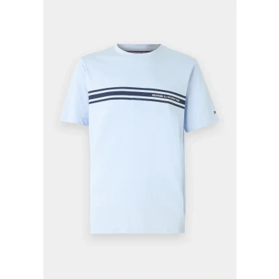 Abbildung von Tommy Hilfiger Central Chest Stripe TEE Tshirt print, Herren, Größe: Small, Breezy blue