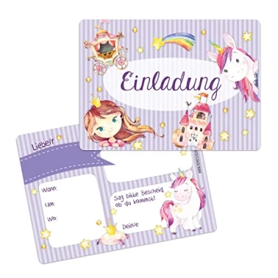Abbildung von Papierdrachen 12 Einladungskarten zum Geburtstag für Kinder Motiv Einhorn Geburtstagseinladungen deine Geburtstagsparty (DIN A6 mit abgerundeten Ecken)
