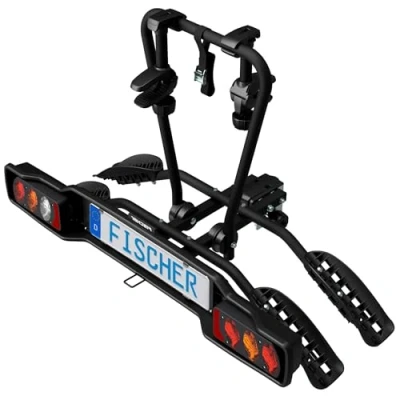 Abbildung von FISCHER Kupplungs Fahrradträger SmartLine Black, für 2 Fahrräder bis 50 kg Nutzlast, Anhängerkupplung, abklappbar, teilmontiert, mit integriertem Rahmenschutz