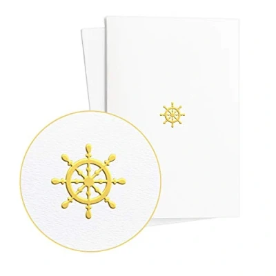 Abbildung von Diese Klappkarten ReisegutscheinHochwertiges Geschenk oder Gutschein zu Geburtstag Hochzeit HochzeitstagAbschiedskarte RenteSteuerrad in Goldprägung auf tollem PapierE29