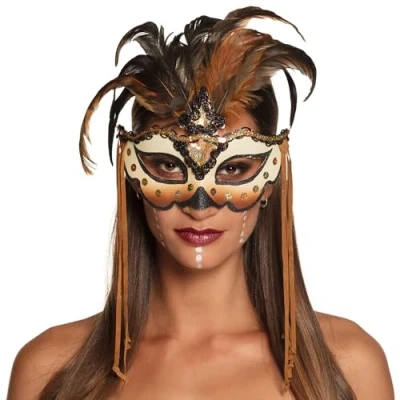 Abbildung von Boland 72195 Augenmaske Voodoo Mamba, Gesichtsmaske mit Glitzer und Federn, Maske, Kostüm Zubehör für Karneval Mottoparty
