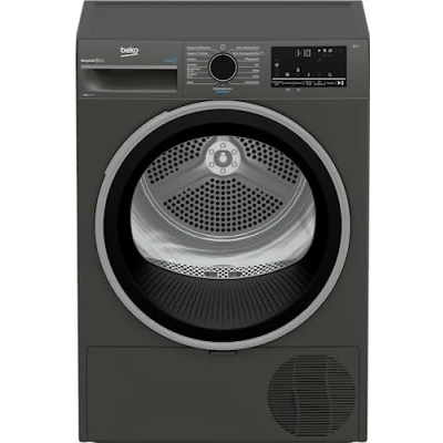 Abbildung von Beko B3T22491M Wäschetrockner Serie b300, 8 kg, Frontlader, Wärmepumpentrockner, 15 Programme, Sensortrocknung, Dampffunktion, Silent Programm, Allergikergeeignet, Säulenfähig, Manhattan Gray