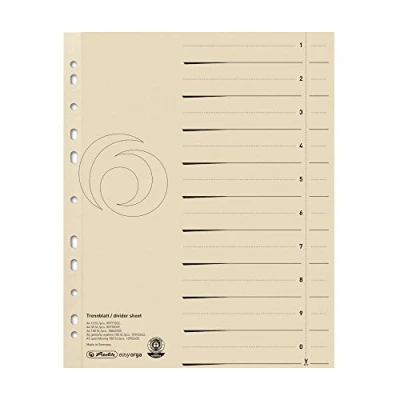 Abbildung von Herlitz 5971502 Trennblatt A4 chamois, 10 Stück, Kraftkarton mit Registeraufdruck