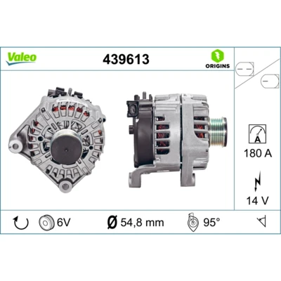 Abbildung von VALEO 439613 Lichtmaschine 14V 180A BMW: 3 Saloon, X3, 5 Saloon