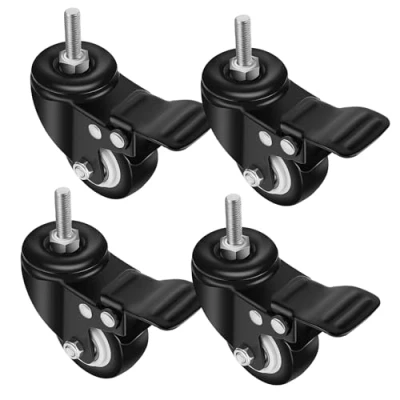 Abbildung von YAOBLUESEA 4 Stück Lenkrollen für Möbel Transportrollen Schwenkrollen Schwerlastrollen mit Bremse, Tragfähigkeit bis zu 150 kg/Set, 2&quot;/50mm Schwarz (8mm x 25mm Schrauben)