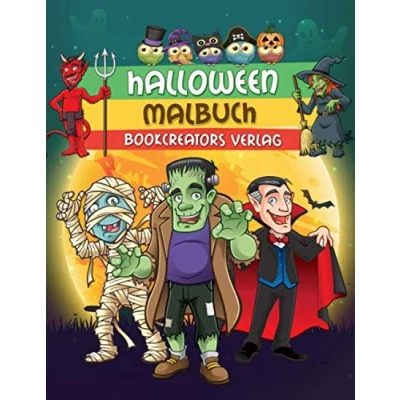 Abbildung von Halloween Malbuch: Gruselige Designs für Kinder (Hexen, Kürbisse, Monster, Dracula und mehr)