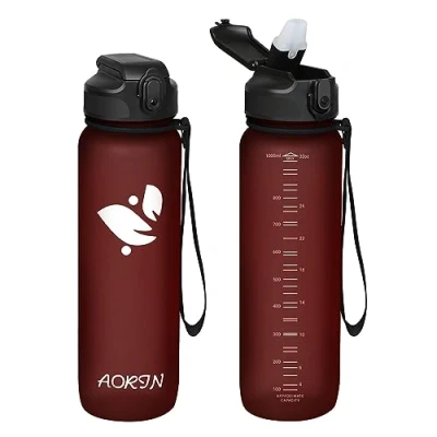 Abbildung von AORIN Trinkflasche mit Strohhalm, 750ml Kinder BPA Frei, Tritan Auslaufsicher Wasserflasche, Geeignet für Sport, Fitness, Laufen, Yoga, Fahrrad, Outdoor