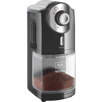 Abbildung von Melitta 1019 02 Kaffeemühle Molino, elektrisch, Scheibenmahlwerk, schwarz , 1 Stück (1er Pack)