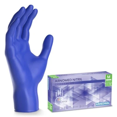 Abbildung von ARNOMED Einweghandschuhe Dunkelblau 100 Stück/Box, Nitrilhandschuhe M, Einmalhandschuhe, Handschuhe Einweg puderfrei, latexfreie Gummihandschuhe, in S, L &amp; XL verfügbar