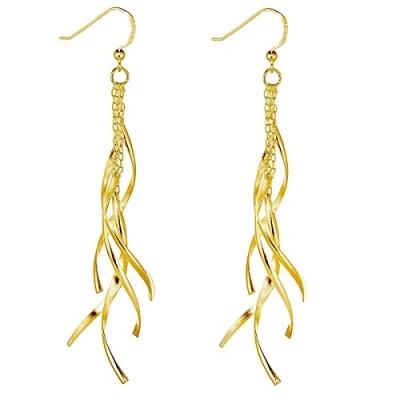 Abbildung von MATERIA Damen Ohrringe Gold hängend 92mm lang 925 Silber Ohrhänger Spirale vergoldet mit Etui SO 93
