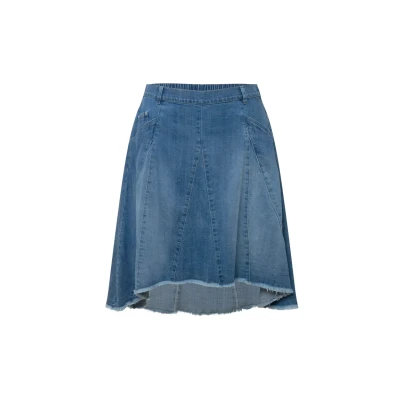 Abbildung von Ulla Popken Godet Pleated Denim Faltenrock, Damen, Größe: 52, Light blue