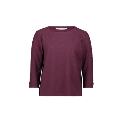 Abbildung von Betty &amp; Co Struktur MIT Rundhalsausschnitt Langarmshirt, Damen, Größe: XXL, Dark aubergine